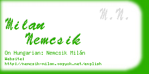 milan nemcsik business card